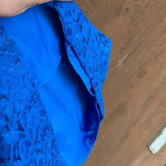 J. Crew floral lace overlay royal blue dress size 2 - Picture 3 of 5